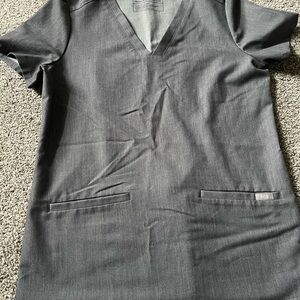 Gray V-Neck Scrub Top
